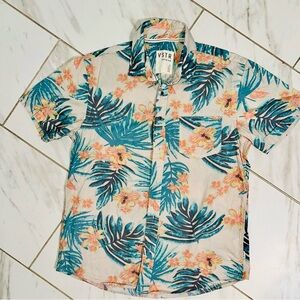 VSTR Premium Men's XL Shirt Hawaiian Floral Flamingo Print Short Sleeve